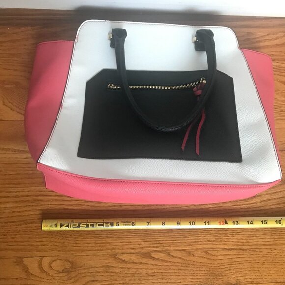 Apt. 9 Pink White Black Color Block Satchel Handbag Purse - Picture 2 of 8